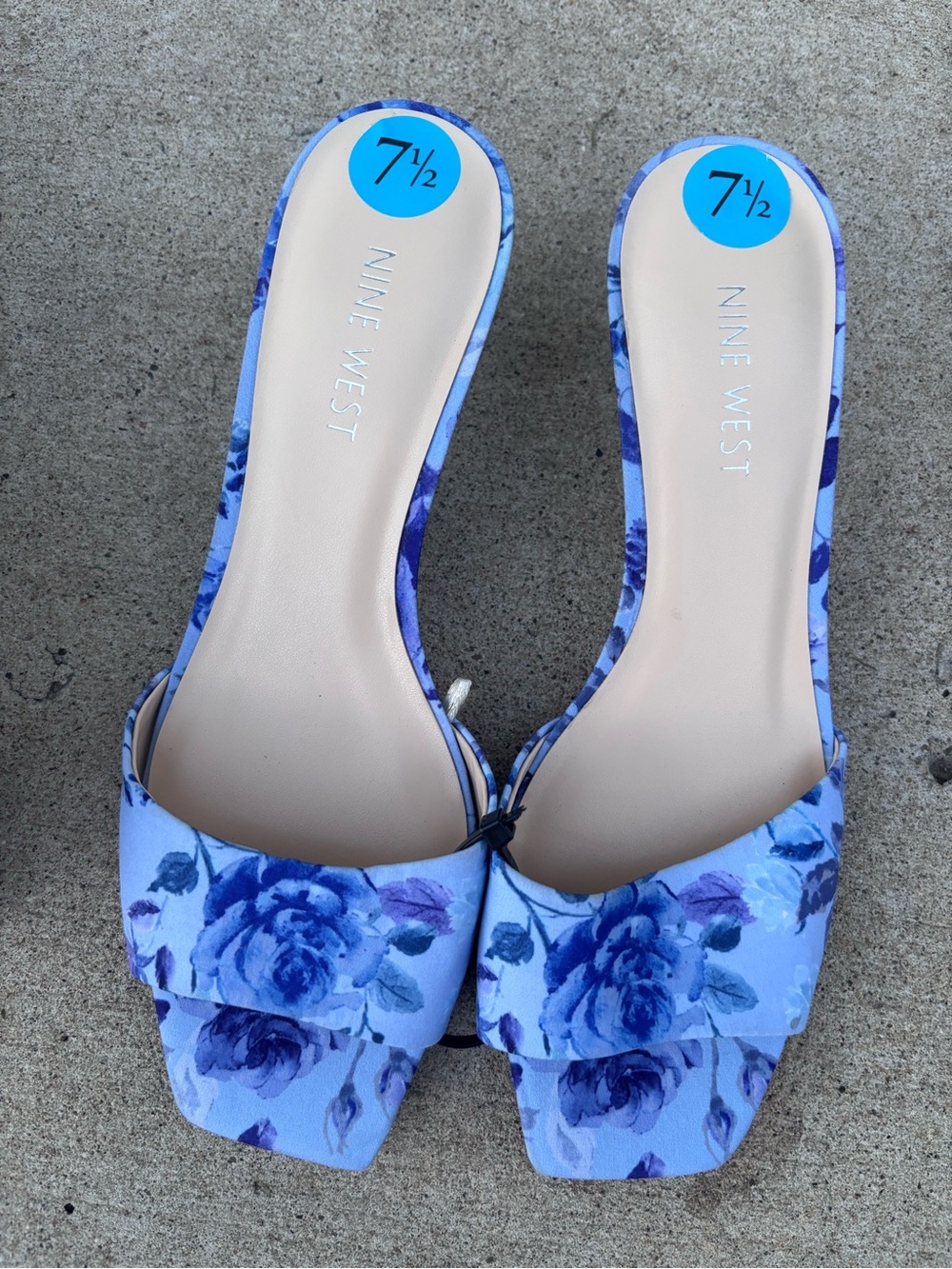 Nine West Blue Floral Slide Mules